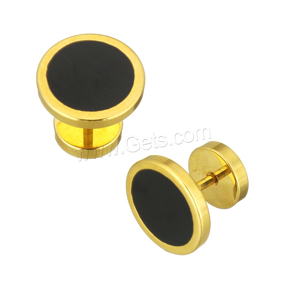 Stainless Steel Fake Plug, Flat Round, plated, different size for choice & enamel, more colors for choice, Sold By Pair