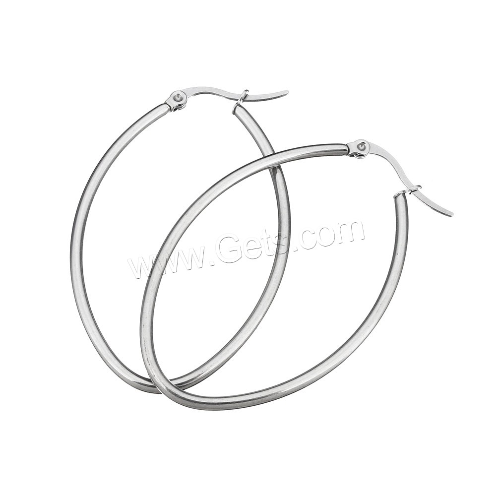 Stainless Steel Hoop Earring, Flat Oval, plated, different size for choice, more colors for choice, Sold By Pair