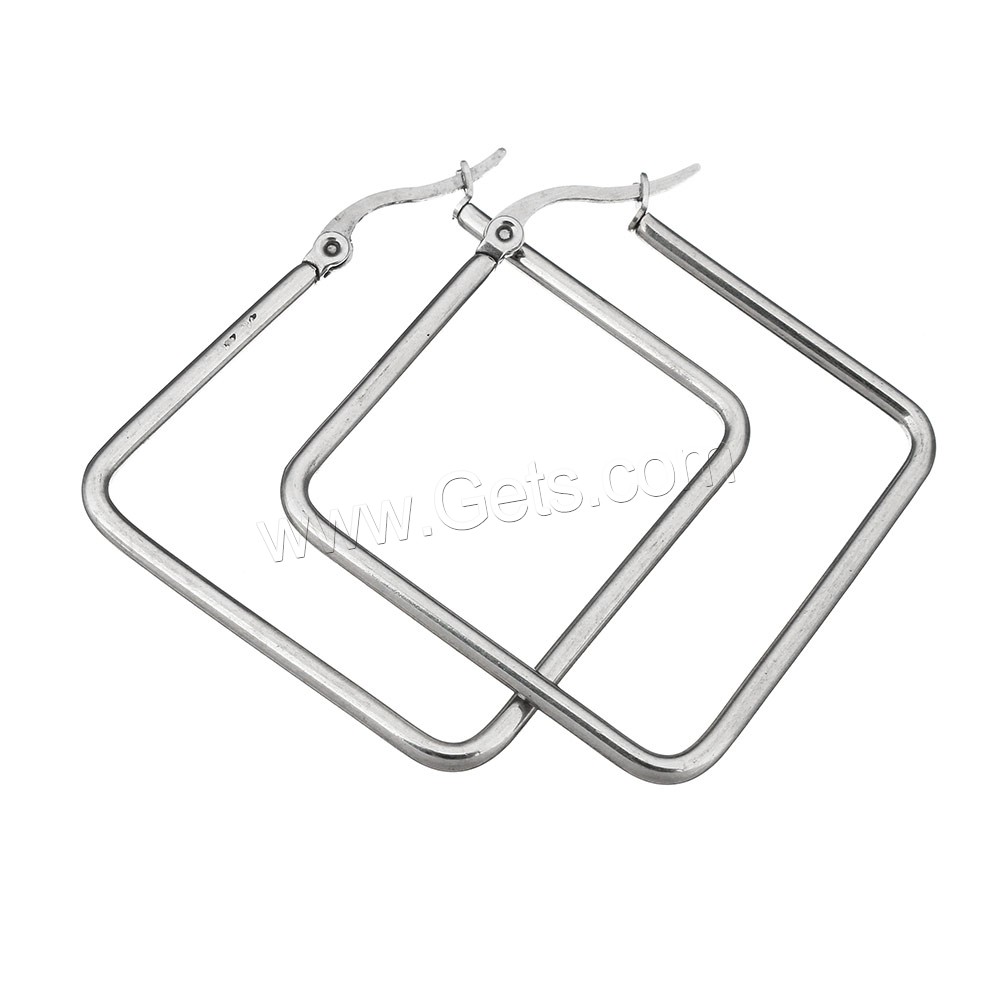 Stainless Steel Hoop Earring, Rhombus, plated, different size for choice, more colors for choice, Sold By Pair