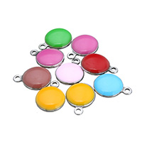Enamel Stainless Steel Pendant, Flat Round Approx 1mm 