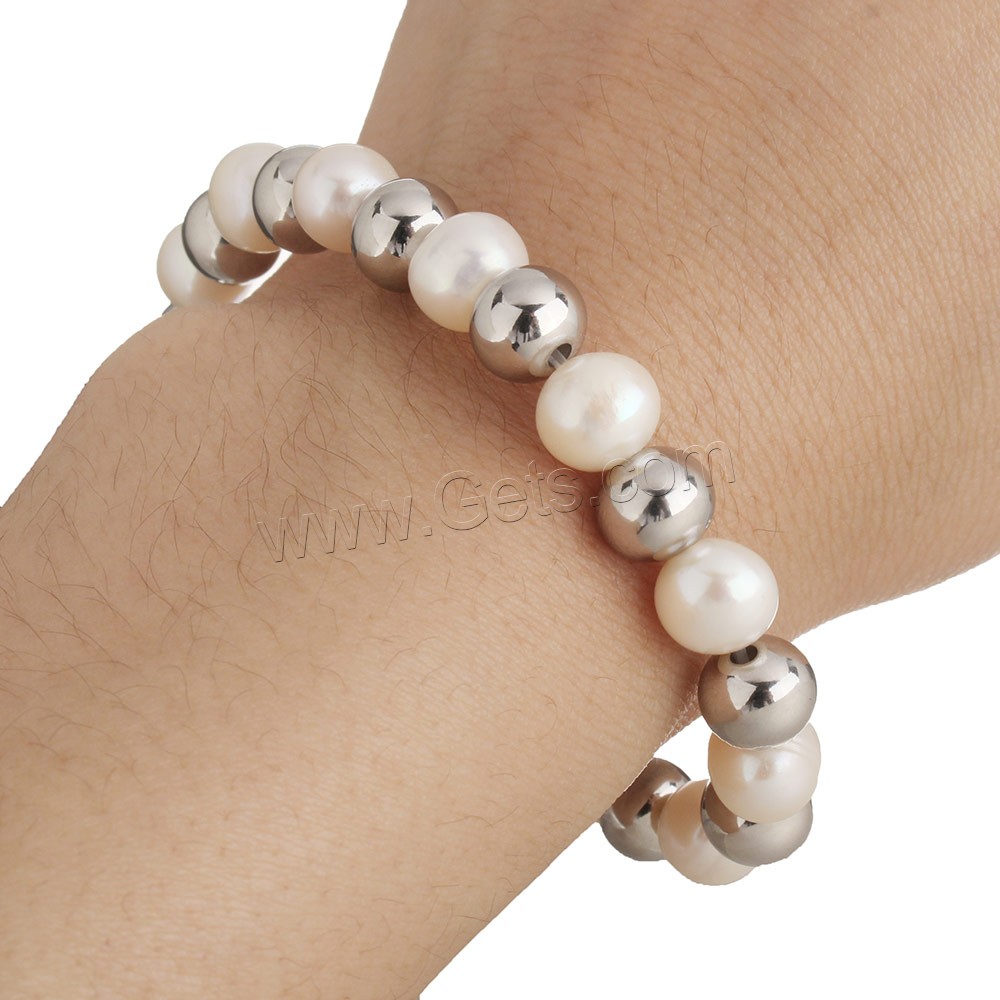 Glass Pearl Jewelry Bracelets, Stainless Steel, with Glass Pearl, different size for choice & for woman, original color, Length:Approx 7 Inch, Sold By Strand