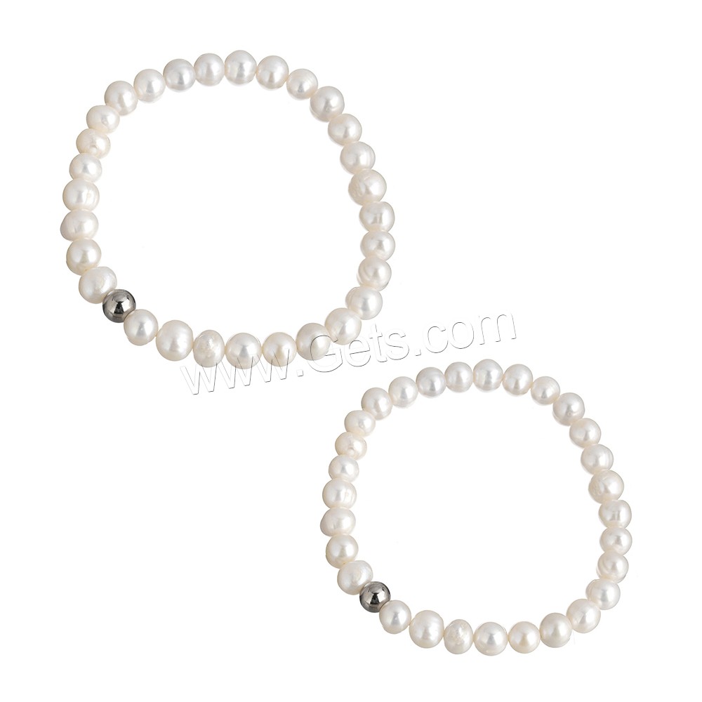 Joyas de perlas de vidrio de pulseras, acero inoxidable, con Perlas de vidrio, diverso tamaño para la opción & para mujer, color original, longitud:aproximado 7 Inch, Vendido por Sarta