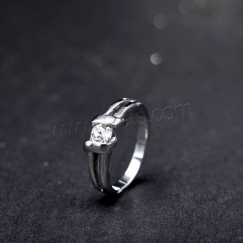 Cubic Zirconia anillo de dedo de acero inoxidable, diverso tamaño para la opción & para mujer & con circonia cúbica, color original, 7mm, Vendido por UD