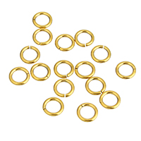 Machine Cut Stainless Steel Closed Jump Ring, gold color plated 