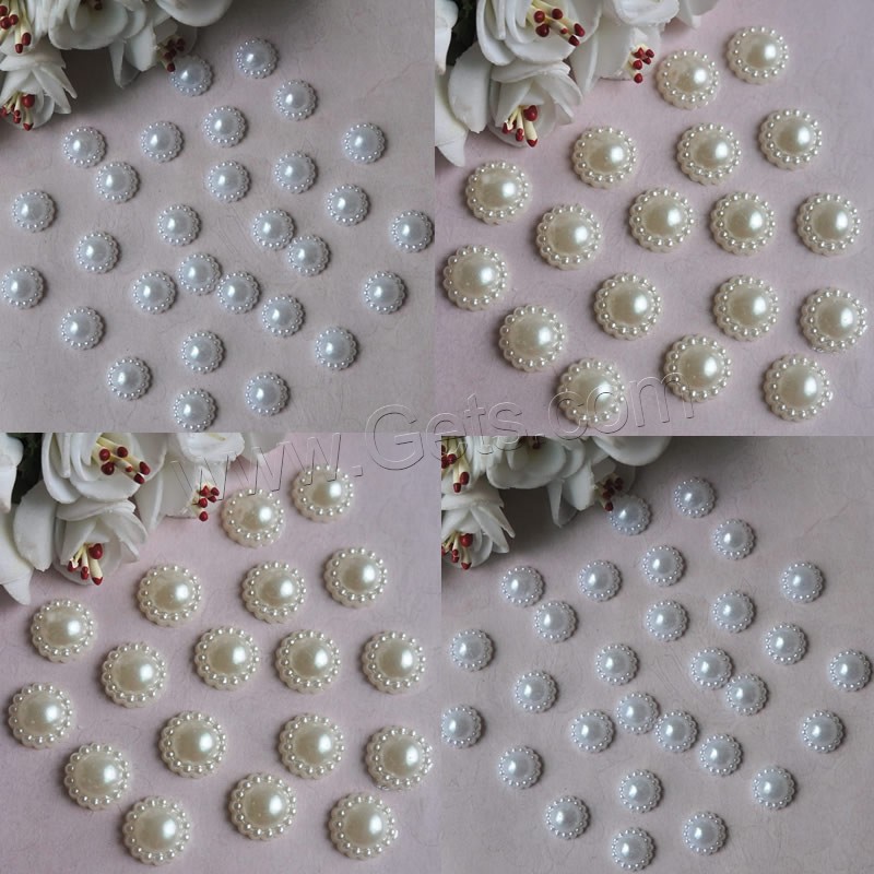 Plastique ABS perle cabochon, fleur, normes différentes pour le choix & dos plat, plus de couleurs à choisir, 500sol/sac, Vendu par sac