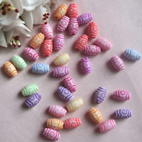 Chemische Wasch Acryl Perlen, flachoval, chemische-Waschanlagen, gemischte Farben, 6x10mm, Bohrung:ca. 1mm, ca. 2000PCs/Tasche, verkauft von Tasche