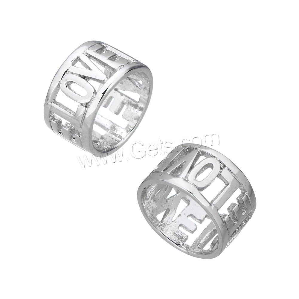 925 Sterling Silver Large Hole Bead, word love, different size for choice & with letter pattern, Sold By PC