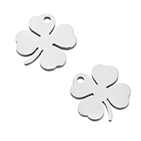 Stainless Steel Tag Charm, Four Leaf Clover, original color Approx 0.7mm 
