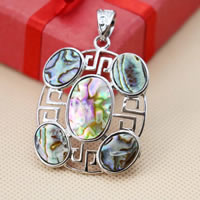 Abalone Shell Pendants, Zinc Alloy, with Abalone Shell, Flat Oval, platinum color plated, lead & cadmium free Approx 3-5mm 