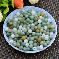 Jadeit Perlen, rund, natürlich, 7-8mm, Bohrung:ca. 0.7mm, verkauft von PC