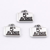 Zinc Alloy Jewelry Pendants, platinum color plated, with letter pattern & enamel, lead & cadmium free Approx 1-1.5mm 