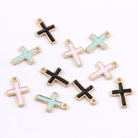 Zinc Alloy Cross Pendants, gold color plated, enamel, mixed colors, lead & cadmium free Approx 1-1.5mm 