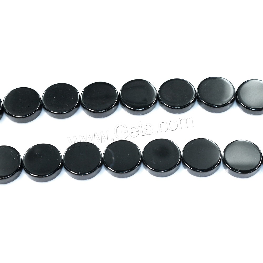 Natural Black Agate Beads, Flat Round, different size for choice, Hole:Approx 0.5-1.5mm, Length:Approx 15.5 Inch, Sold By Strand