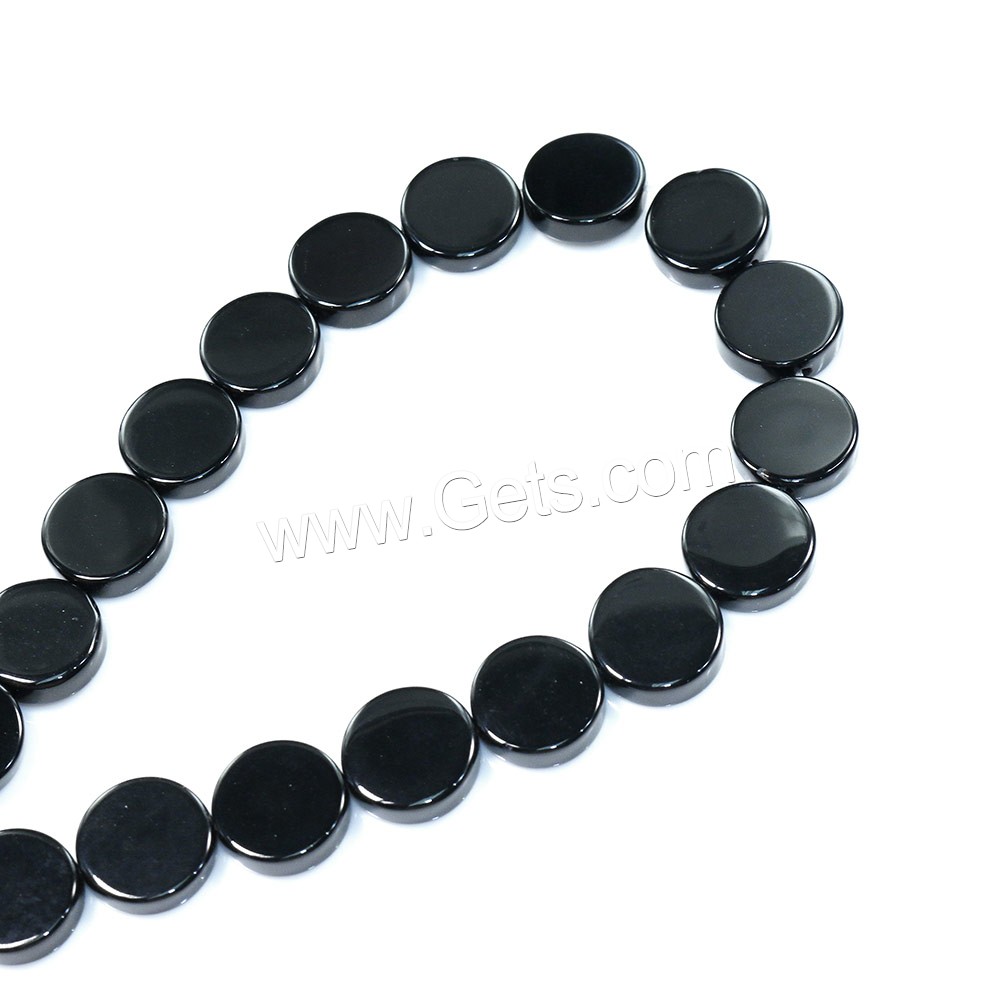 Natural Black Agate Beads, Flat Round, different size for choice, Hole:Approx 0.5-1.5mm, Length:Approx 15.5 Inch, Sold By Strand