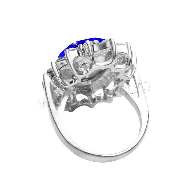 Kristall Zink Legierung Finger Ring, Zinklegierung, mit Kristall, flachoval, Platinfarbe platiniert, verschiedene Größen vorhanden & für Frau & facettierte & mit Strass, frei von Blei & Kadmium, 27x23mm, verkauft von PC