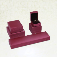 Velvet Jewelry Set Box, PU Leather, with Velveteen & ABS Plastic fuchsia 