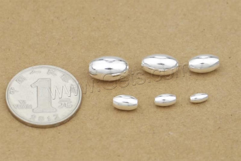 Sterling Silver Beads, 925 Sterling Silver, Oval, different size for choice, Hole:Approx 1-2mm, Sold By PC
