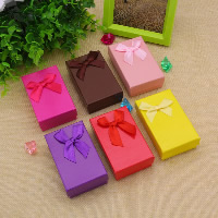 Cardboard Jewelry Set Box, finger ring & earring & necklace, with Sponge & Satin Ribbon, Rectangle 