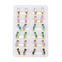 Stainless Steel Huggie Hoop Earring, with Resin, gold color plated, enamel, mixed colors 