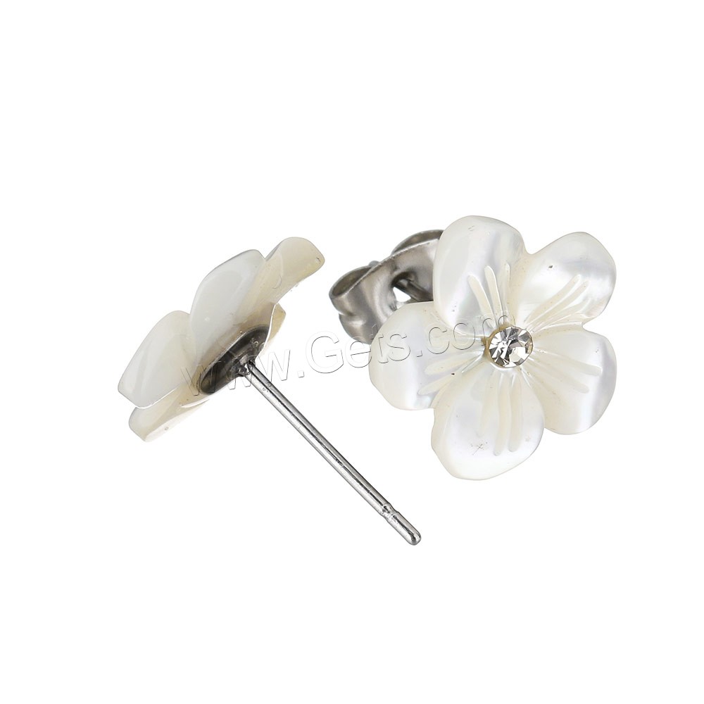 
Weiße Muschel Ohrringe, Edelstahl, mit Weiße Muschel, Blume, natürlich, verschiedene Größen vorhanden & mit Strass, verkauft von Paar