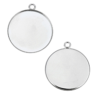 Stainless Steel Pendant Setting, Flat Round original color Approx 3mm 