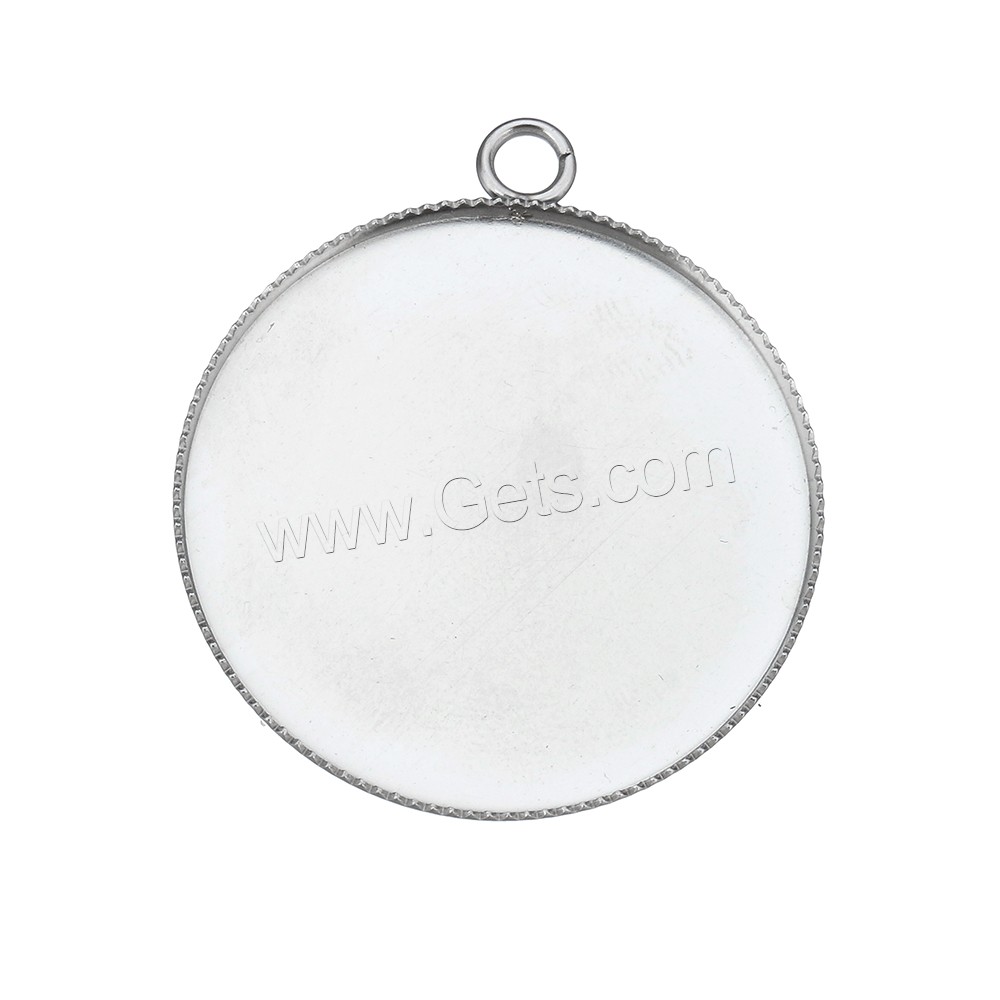 Stainless Steel Pendant Setting, Flat Round, different size for choice, original color, Hole:Approx 3mm, Sold By PC