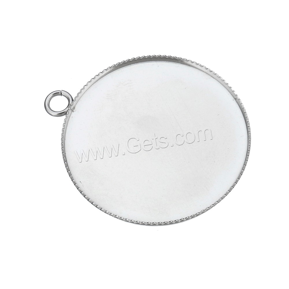 Stainless Steel Pendant Setting, Flat Round, different size for choice, original color, Hole:Approx 3mm, Sold By PC