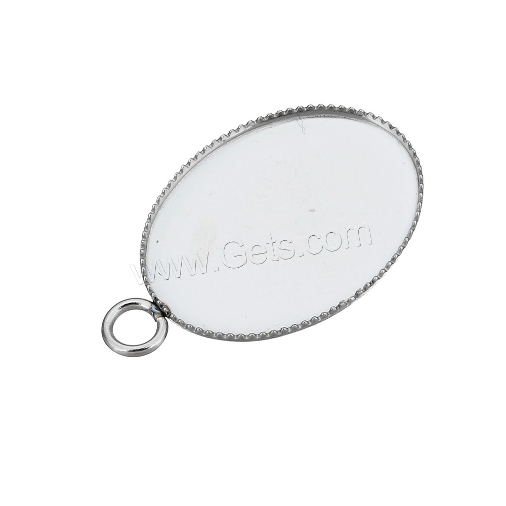 Stainless Steel Pendant Setting, Flat Oval, different size for choice, original color, Hole:Approx 2.5mm, Sold By PC