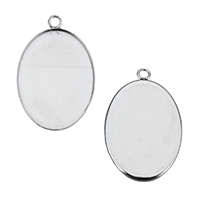 Stainless Steel Pendant Setting, Flat Oval, original color Approx 2.5mm, Inner Approx 