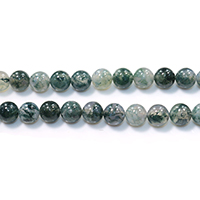 Perles en pierre d'agate mousse naturelle, Rond, normes différentes pour le choix Environ 0.5-1.5mm Environ 15.5 pouce, Vendu par brin