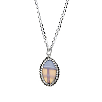 Ожерелье из агата, нержавеющая сталь, с клей & Агат, Плоская овальная форма, натуральный, твист овал & Женский, оригинальный цвет  длина:Приблизительно 18 дюймовый, продается Strand