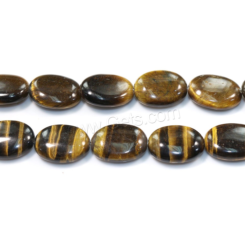 Perles d'Oeil de tigre, ovale plat, naturel, normes différentes pour le choix, Trou:Environ 0.5-1.5mm, Longueur:Environ 15.5 pouce, Vendu par brin