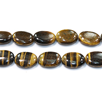 Tiger Eye Beads, Flat Oval, natural Approx 0.5-1.5mm Approx 15.5 Inch 