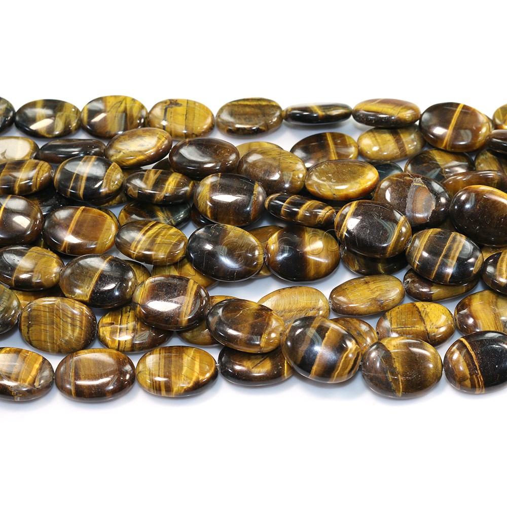 Tiger Eye Beads, Flat Oval, natural, different size for choice, Hole:Approx 0.5-1.5mm, Length:Approx 15.5 Inch, Sold By Strand
