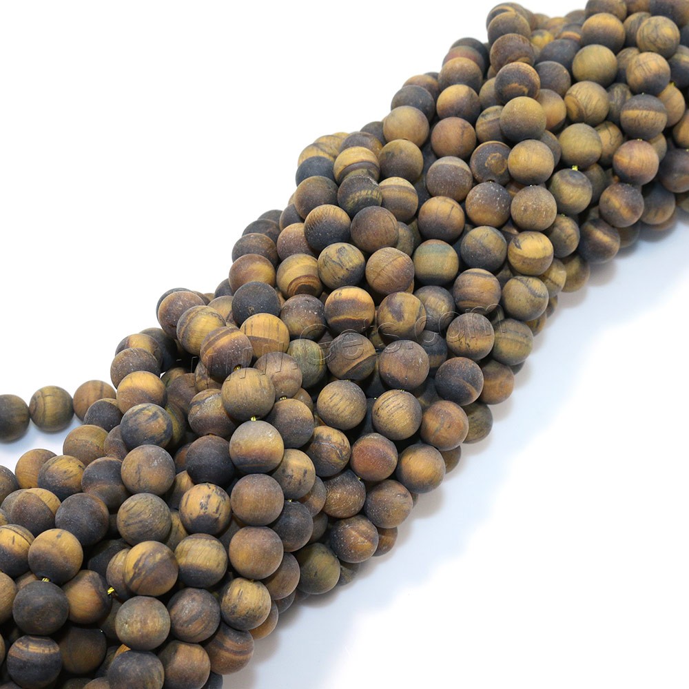 Tiger Eye Beads, Round, natural, different size for choice & frosted, Grade AB, Hole:Approx 1-1.5mm, Length:Approx 15 Inch, Sold By Strand
