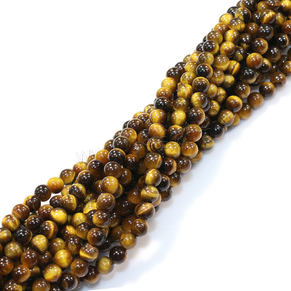 Tiger Eye Beads, Round, natural, different size for choice, Grade A, Hole:Approx 0.2-1.5mm, Length:Approx 15.5 Inch, Sold By Strand