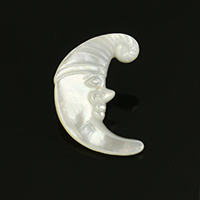 Weiße Muschel Cabochon, Mond, natürlich, 18x26x2.5mm, verkauft von PC