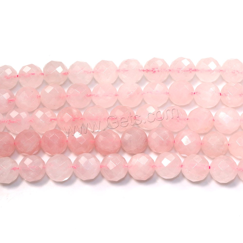 Natural Rose Quartz Beads, Round, different size for choice & faceted, Hole:Approx 0.1-1mm, Length:Approx 15.5 Inch, Sold By Strand