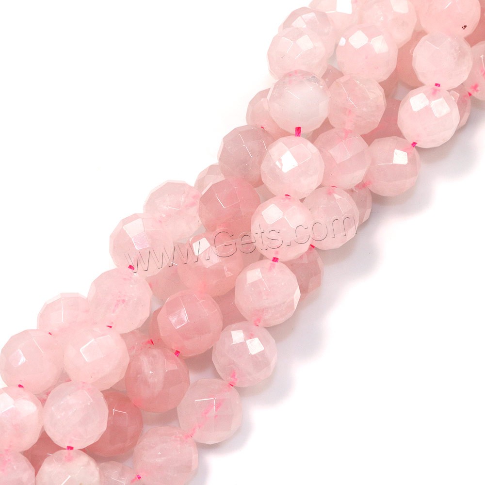 Natürliche Rosenquarz Perlen, rund, verschiedene Größen vorhanden & facettierte, Bohrung:ca. 0.1-1mm, Länge:ca. 15.5 ZollInch, verkauft von Strang