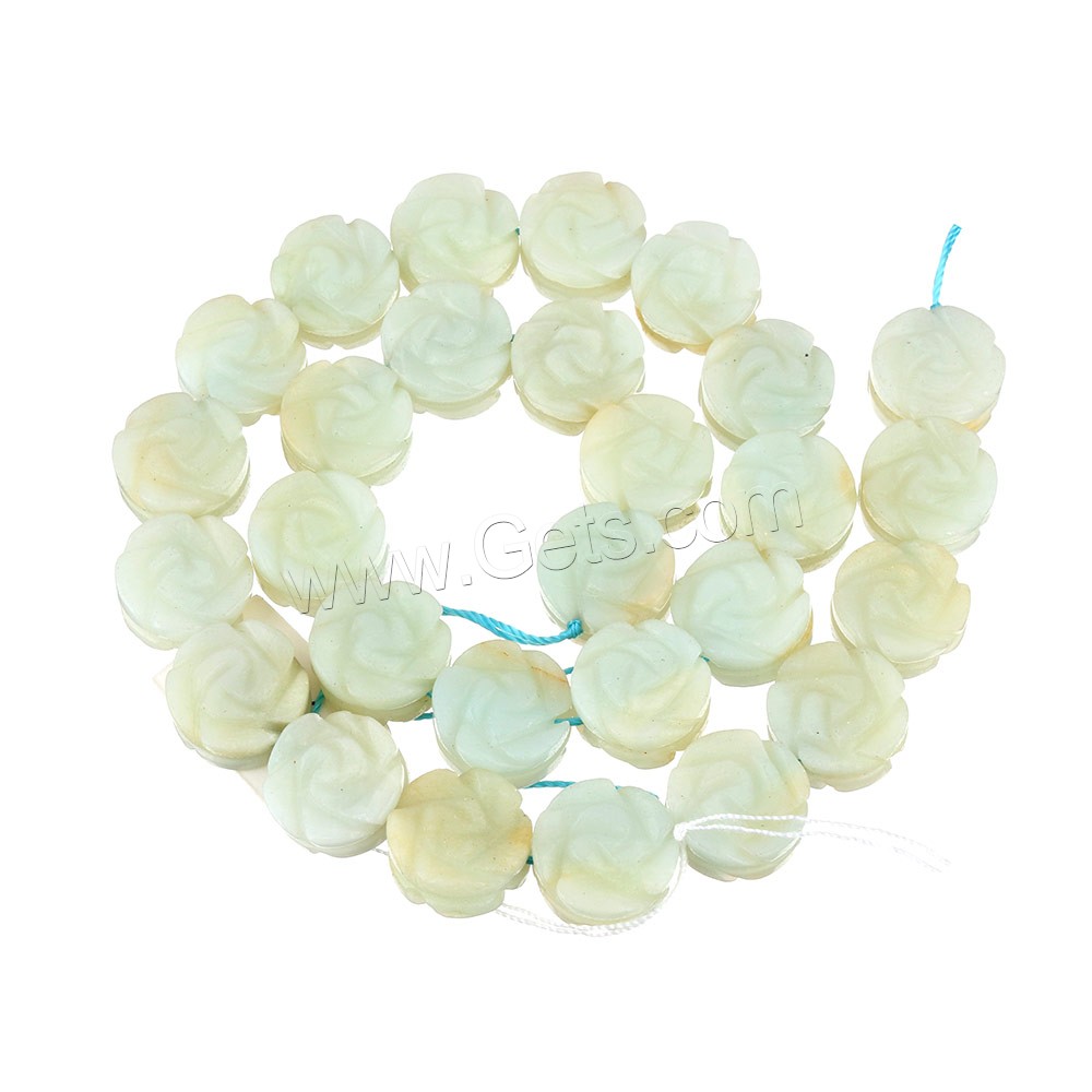 Amazonit Perlen, natürlich, geschnitzed & verschiedene Größen vorhanden, Klasse AB, Bohrung:ca. 0.5-1mm, Länge:ca. 16 ZollInch, verkauft von Strang
