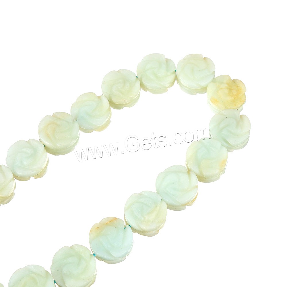 Amazonit Perlen, natürlich, geschnitzed & verschiedene Größen vorhanden, Grade A, Bohrung:ca. 0.5-1mm, Länge:ca. 16 ZollInch, verkauft von Strang