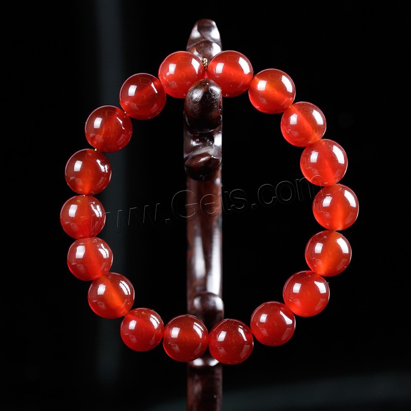 Red Agate Bracelets, Round, natural, different size for choice & for woman, Length:Approx 6.5 Inch, Sold By Strand