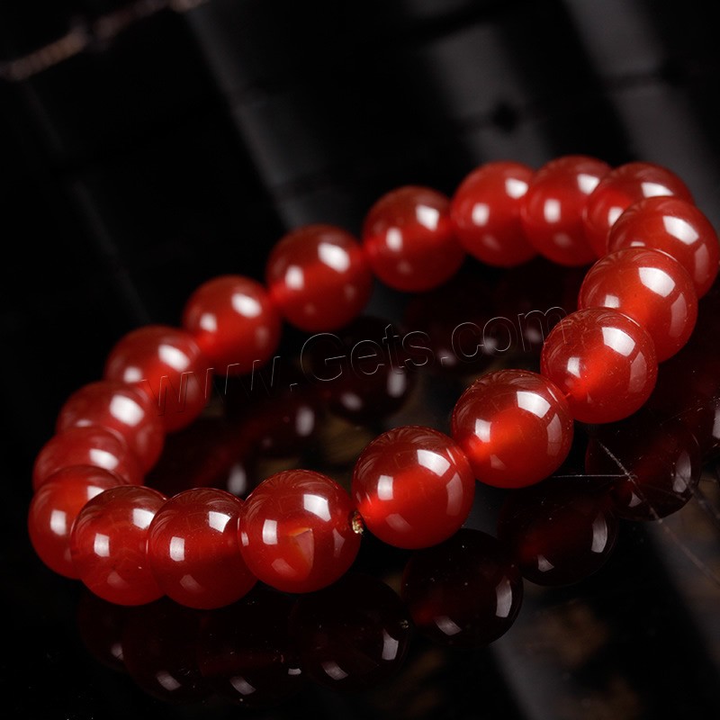 Red Agate Bracelets, Round, natural, different size for choice & for woman, Length:Approx 6.5 Inch, Sold By Strand