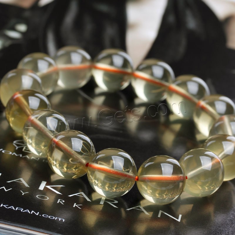 Бусины из цитрина браслет, Круглая, натуральный, разный размер для выбора & Женский, длина:Приблизительно 6.5 дюймовый, продается Strand
