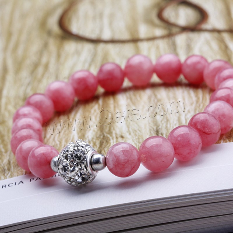opale rose bracelet, Alliage de zinc fermoir magnétique, Rond, Placage de couleur platine, naturel & normes différentes pour le choix & pour femme & avec strass, Longueur:Environ 6.5 pouce, Vendu par brin