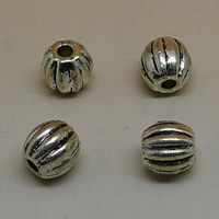 Zinc Alloy Corrugated Beads, Round, antique silver color plated, lead & cadmium free Approx 1mm 