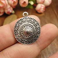 Zinc Alloy Flat Round Pendants, antique silver color plated, lead & cadmium free Approx 1.5mm 