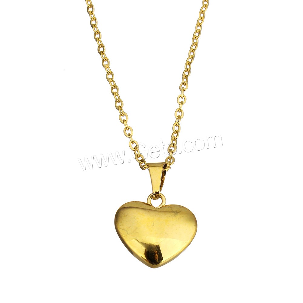 Edelstahl Schmuck Halskette, Herz, goldfarben plattiert, verschiedene Größen vorhanden & Oval-Kette & für Frau, verkauft von Strang