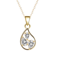 Brass Cubic Zirconia Necklace, Teardrop, real gold plated, oval chain & for woman & with cubic zirconia, lead & cadmium free, 40cm Approx 15.5 Inch 