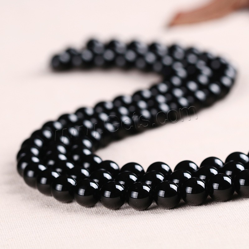 Perles Agates Noires naturelles, agate noire, Rond, normes différentes pour le choix, Trou:Environ 1mm, Longueur:Environ 15 pouce, Vendu par brin
